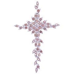 Bronze and White Diamond Cross Pin/Pendant