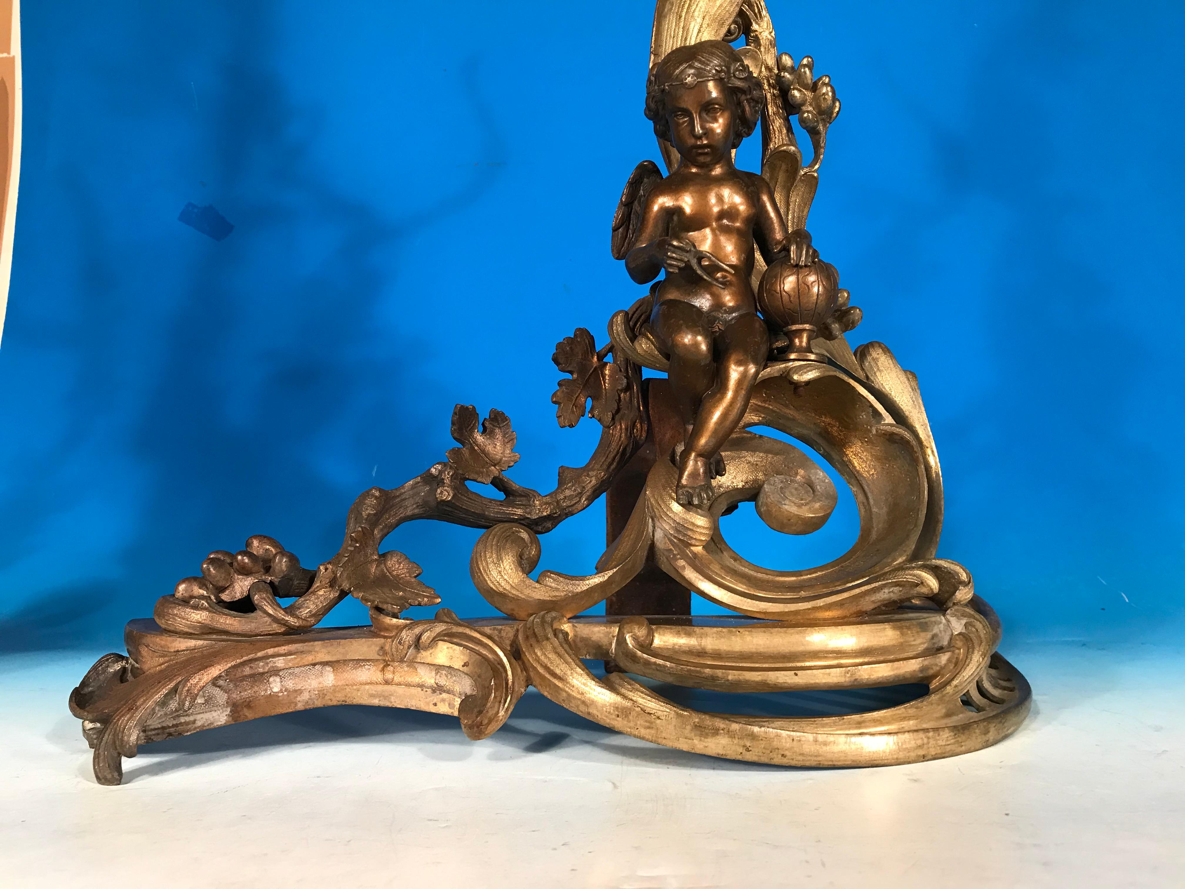 Mid-19th Century Bronze Andirons, France, 19th Century For Sale