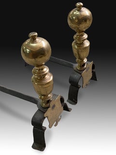 Bronze Andirons or Fire Dogs, Pair, 17th Century