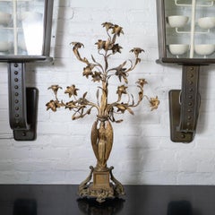Bronze angel and floral motif candelabra