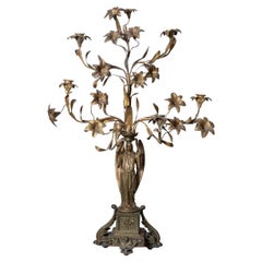 Bronze angel and floral motif candelabra