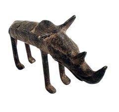 Bronze Animal Sculpture - African, Burkina Faso Bronze Rhino, Unique