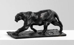 Sculpture d'animal panthère grand chat d'après Bugatti, style Art déco