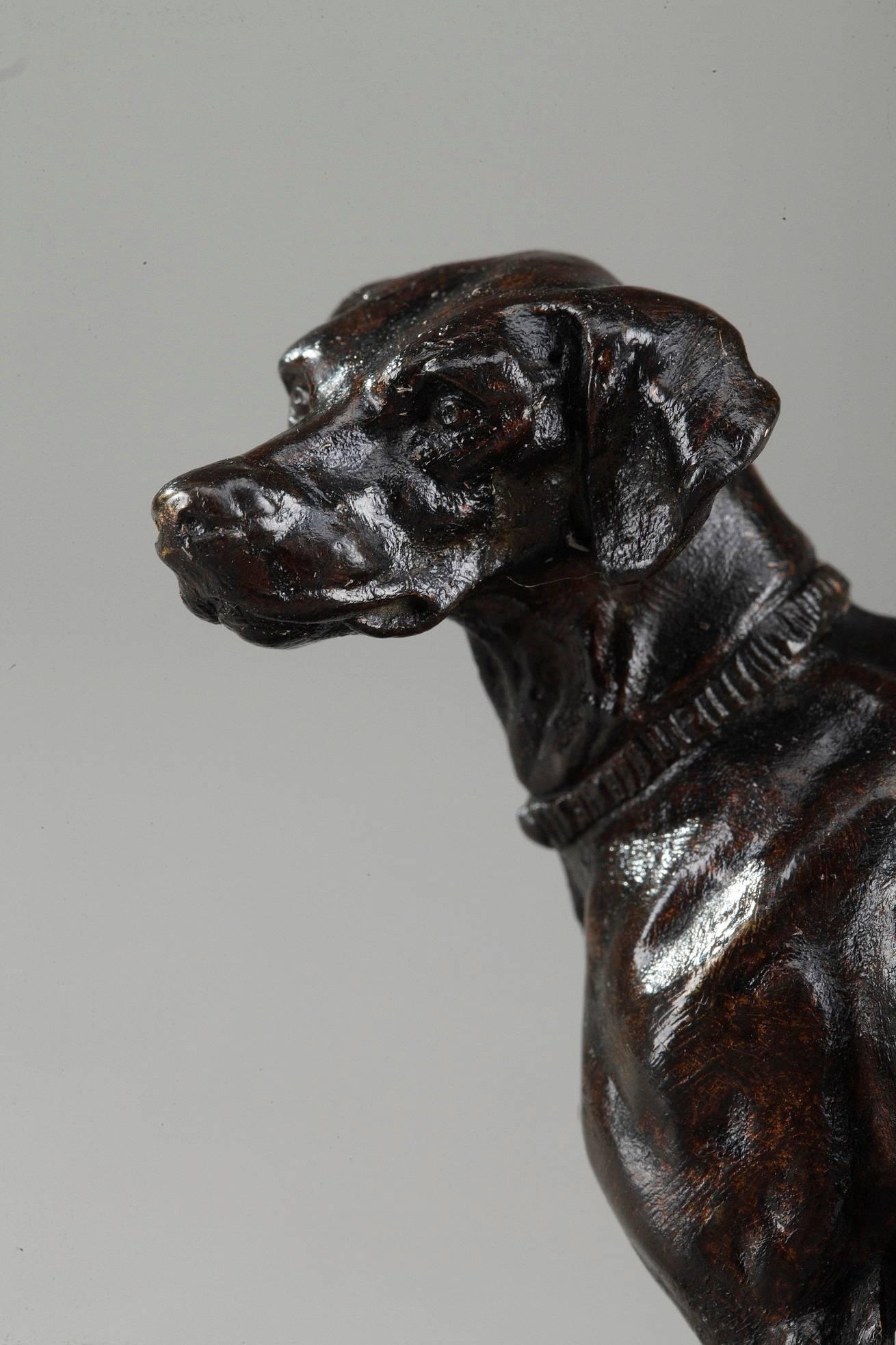 French Bronze Animal Sculpture, Spaniel by Pierre-Jules Mène
