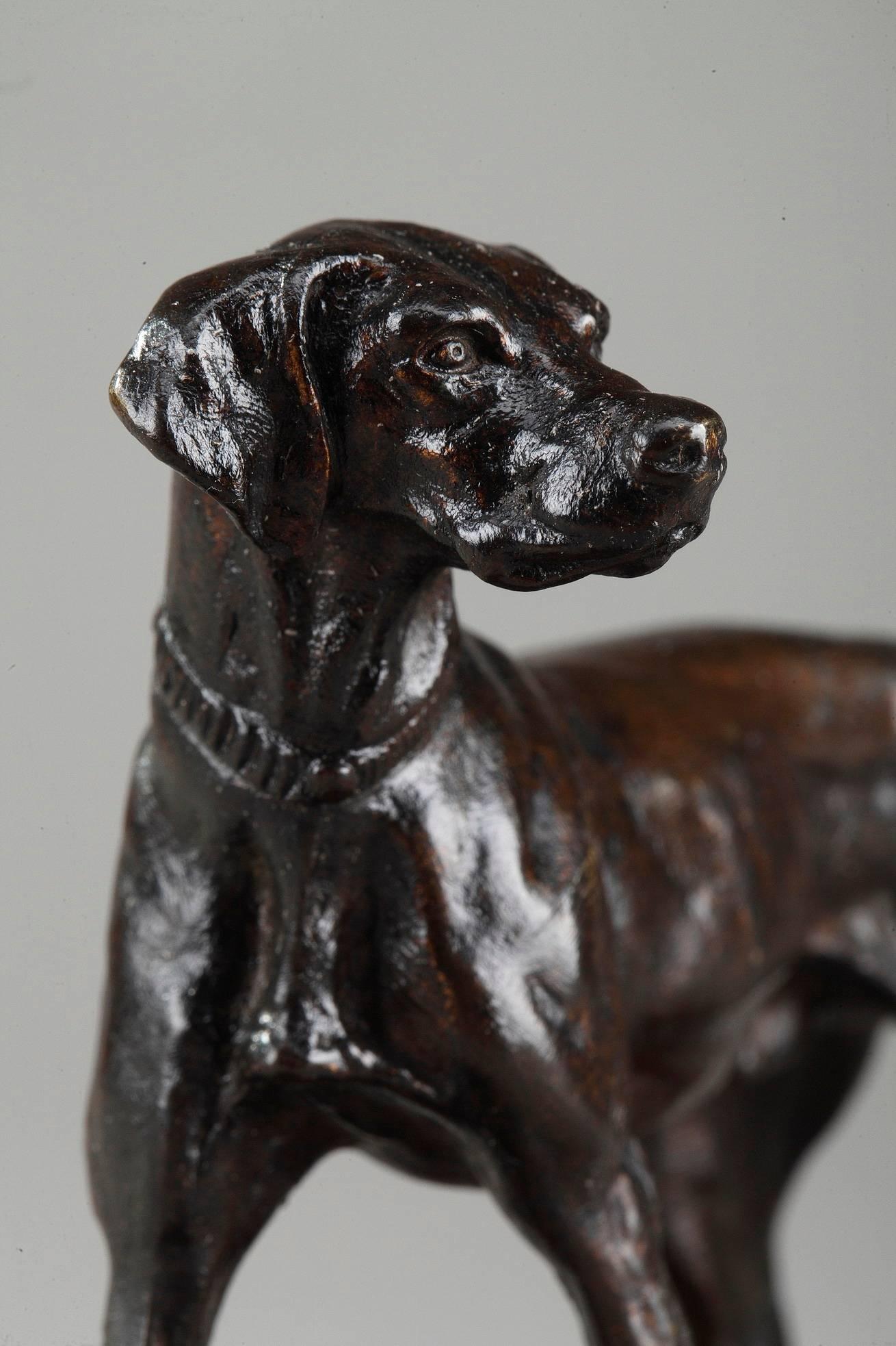 Patinated Bronze Animal Sculpture, Spaniel by Pierre-Jules Mène