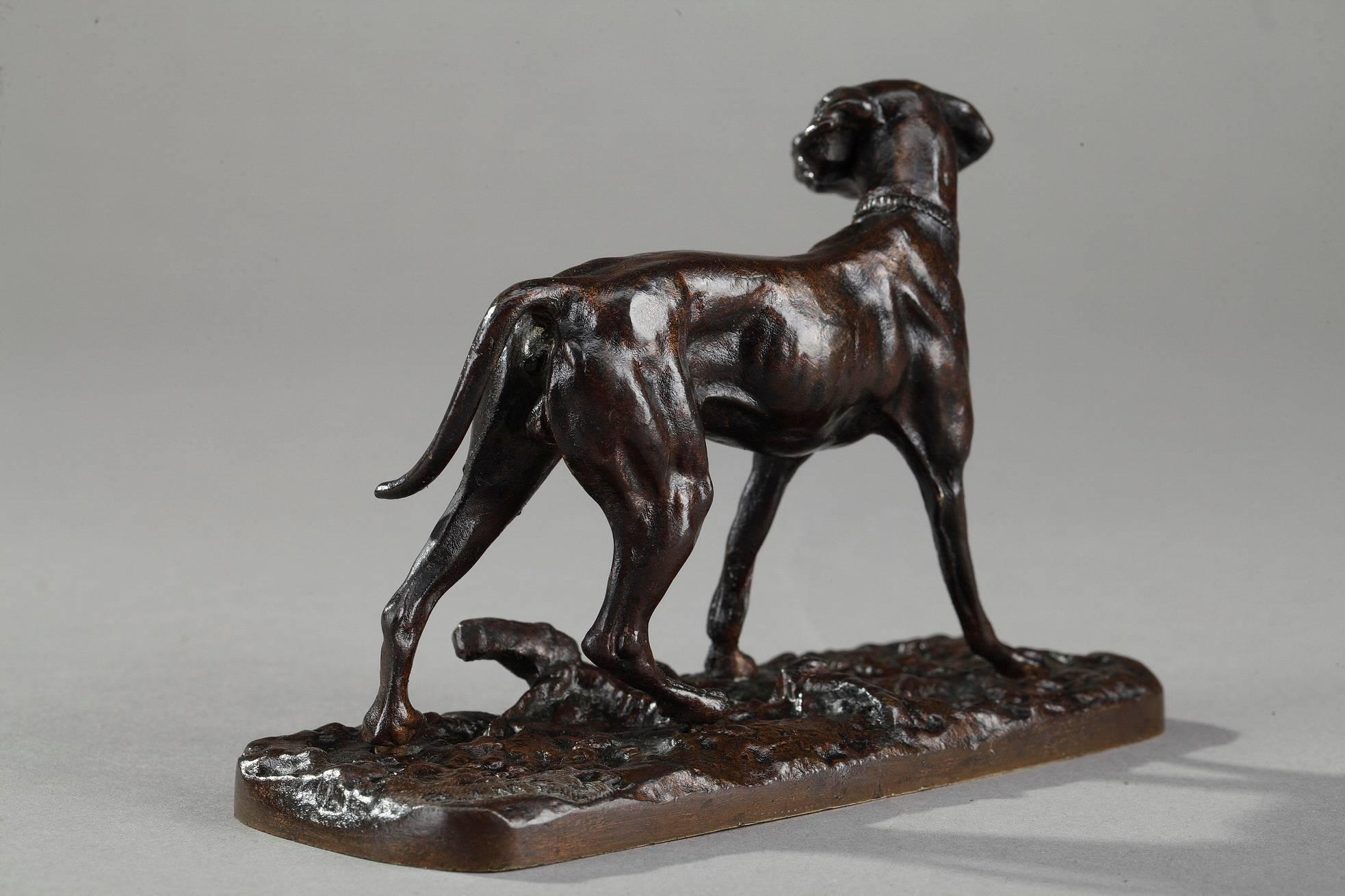 19th Century Bronze Animal Sculpture, Spaniel by Pierre-Jules Mène