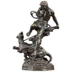 Bronze-Tierskulptur Die Löwenbändigerin von Édouard Drouot