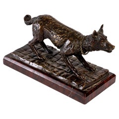 Bronze Animal, Signed E.Vrillard, Shepherd Dog in Invitation to Play Posture