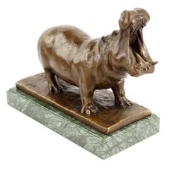 Bronze Animal Statue, Hippopotamus in the style of Rembrandt Bugatti Sculpture
