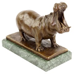 Bronze Animal Statue, Hippopotamus in the style of Rembrandt Bugatti Sculpture