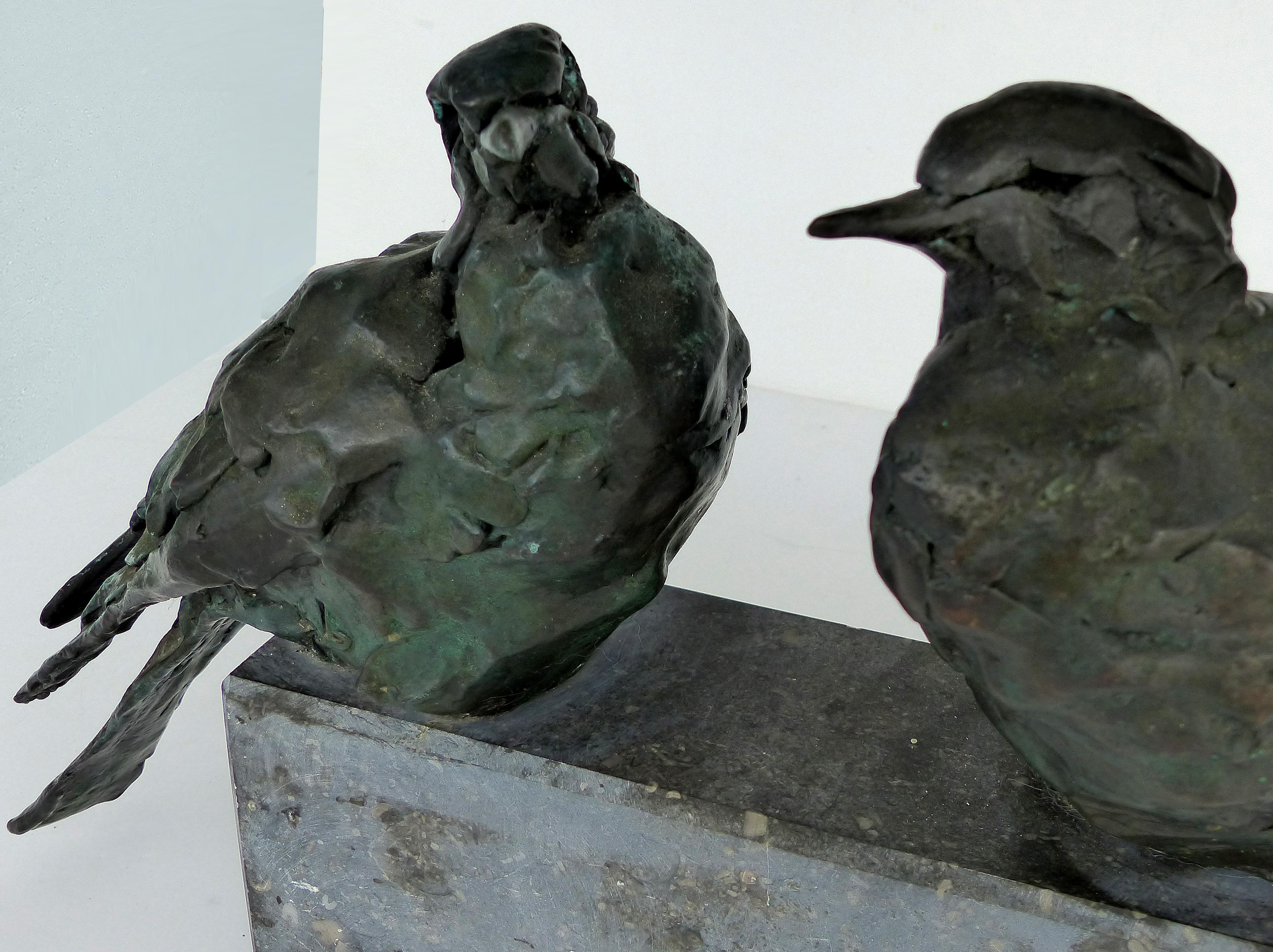 20th Century Bronze Animalier Sculpture of Two Birds resting on a Granite Base