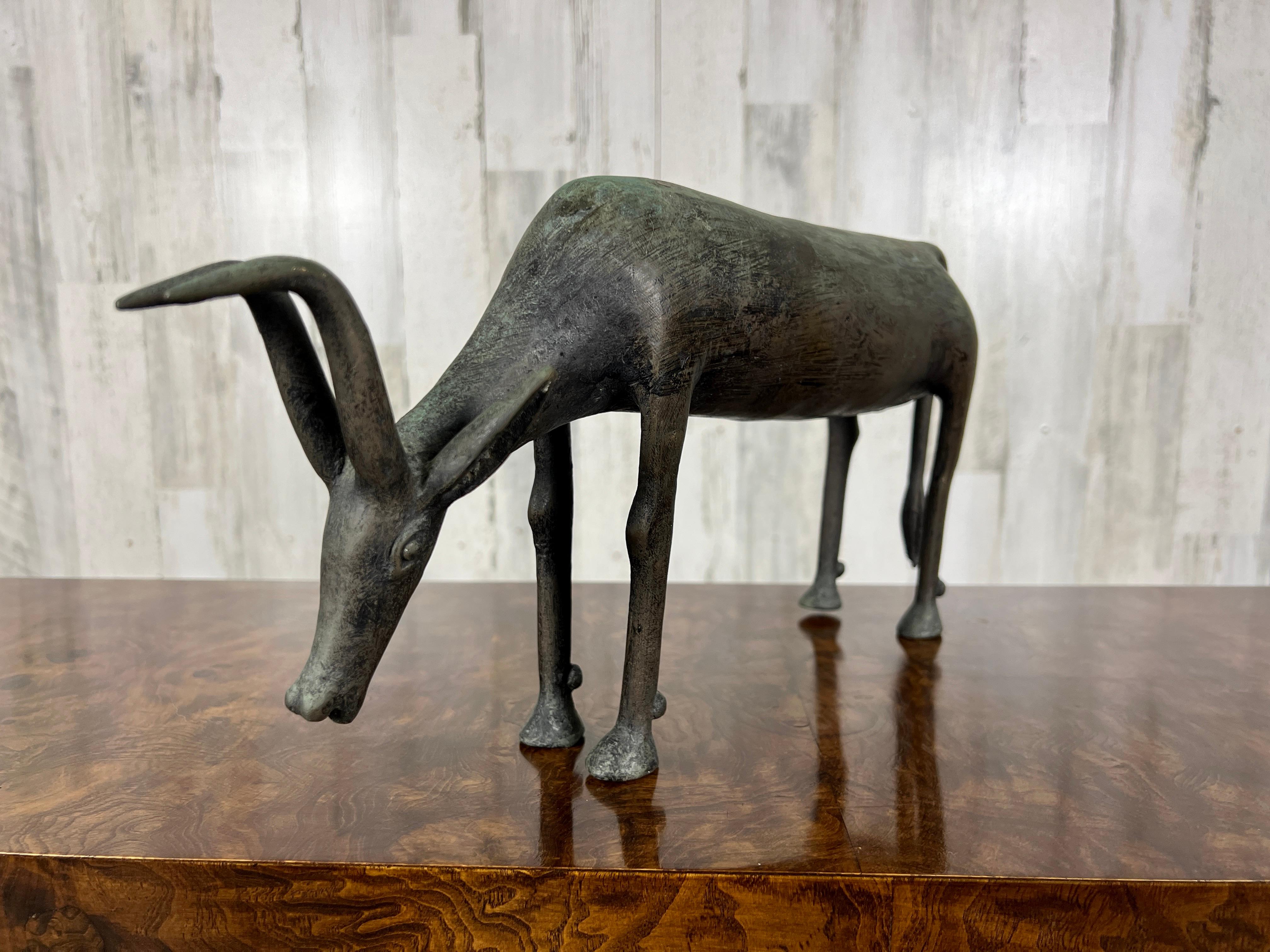 Mid-Century Modern  Ashanti Bronze Antelope  For Sale