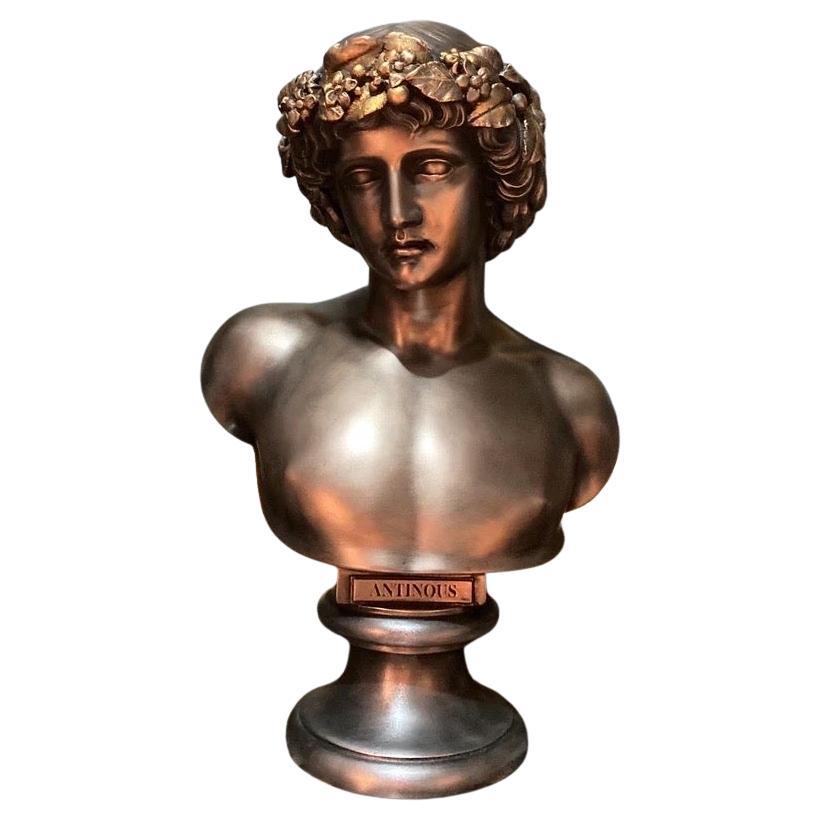 Antinoo in bronzo con corona di Bacco con colpa consumata, XX secolo in vendita