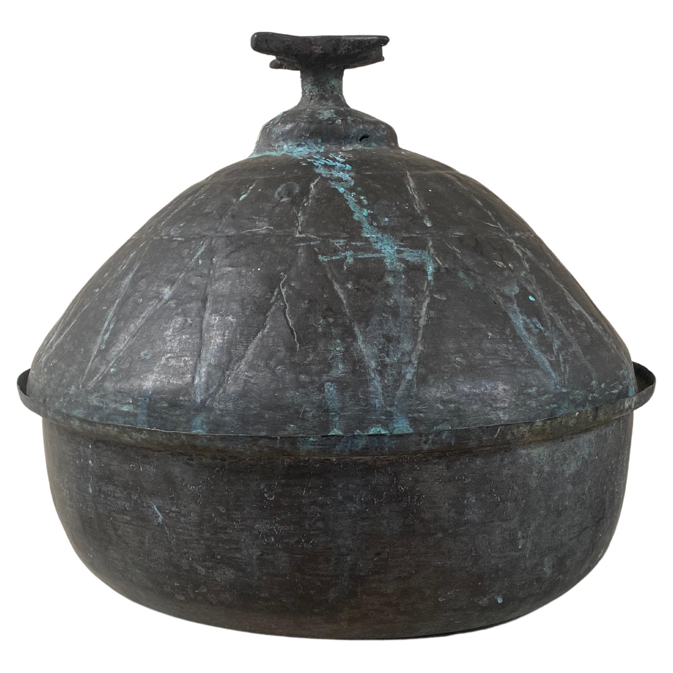 Bronze Antique Couscous Pot from Morocco For Sale
