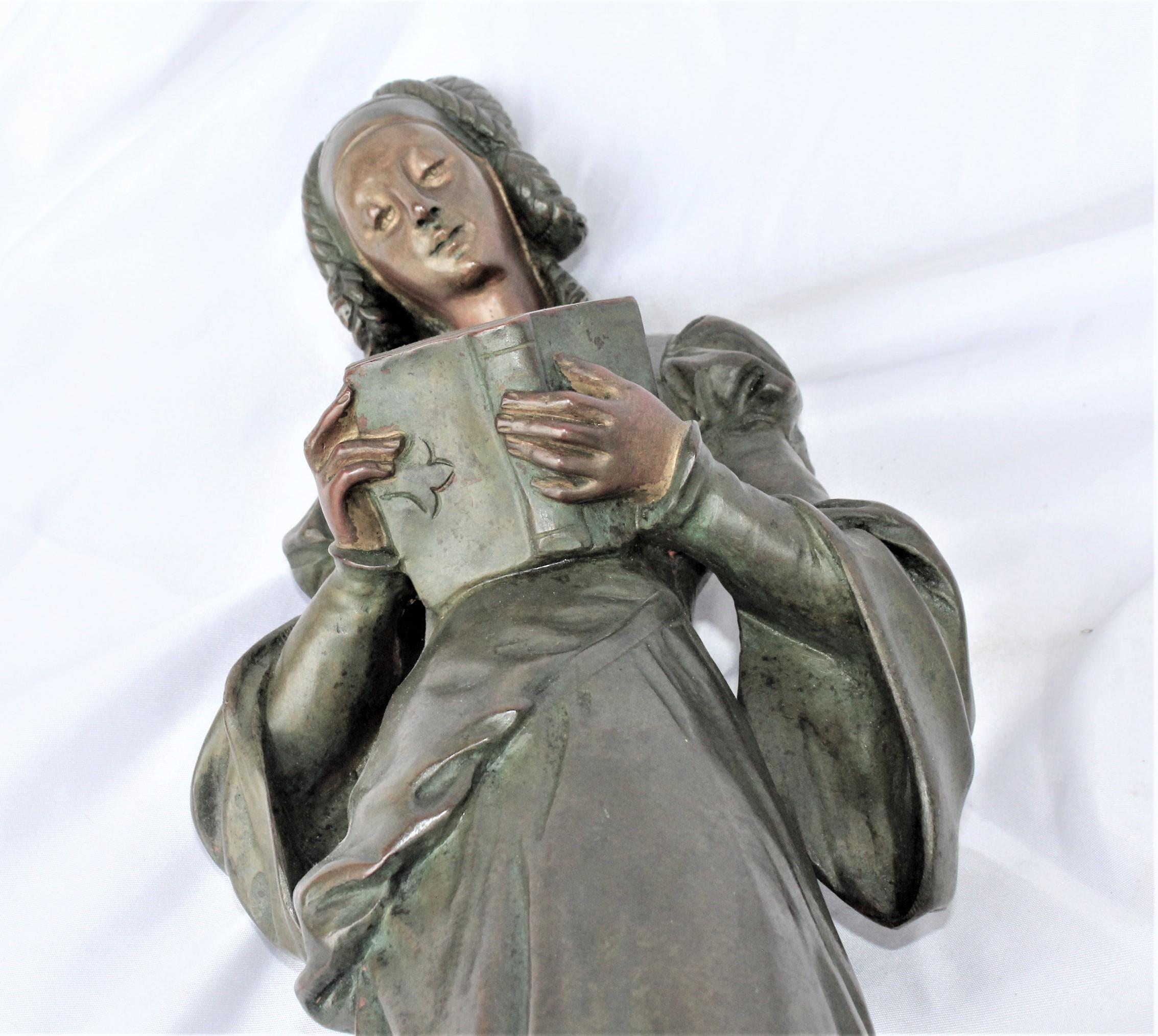 Bronze Antique Elegant Lady Reading a Book, Late 1890s 2