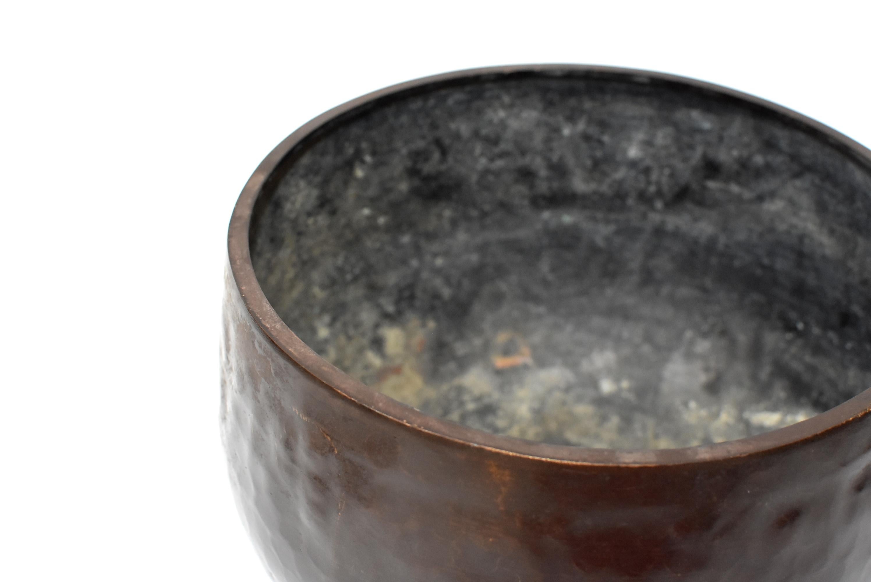 Bronze Antique Japanese Singing Bowl, Hand-Hammered Copper 7