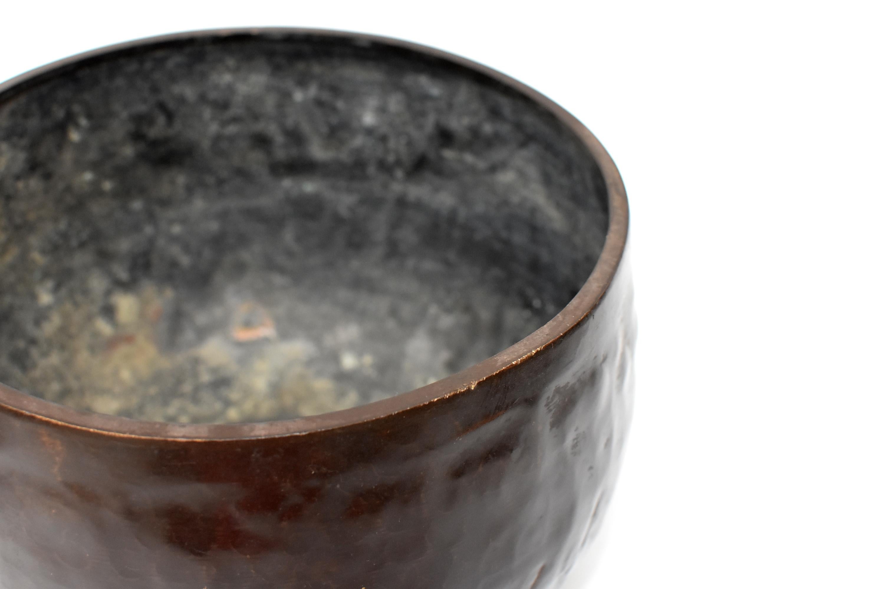 Bronze Antique Japanese Singing Bowl, Hand-Hammered Copper 8