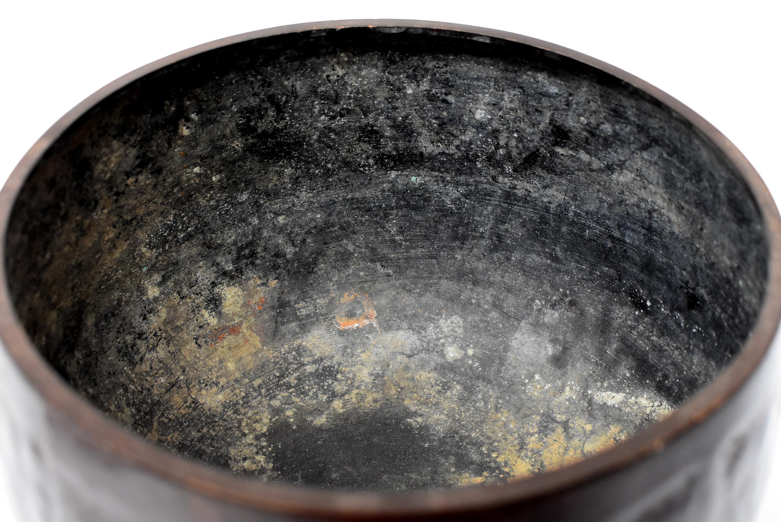 Bronze Antique Japanese Singing Bowl, Hand-Hammered Copper 9