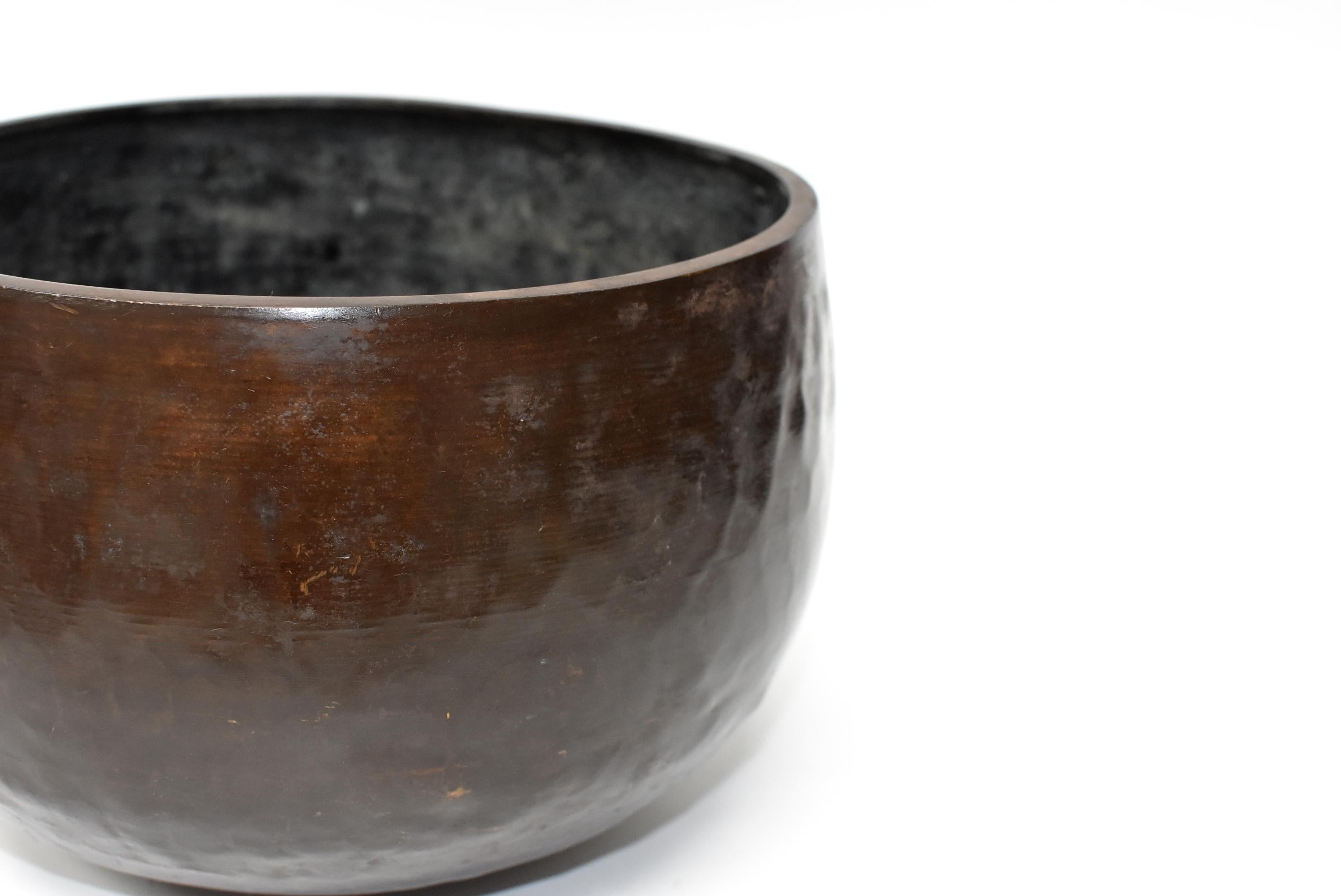 Bronze Antique Japanese Singing Bowl, Hand-Hammered Copper 2