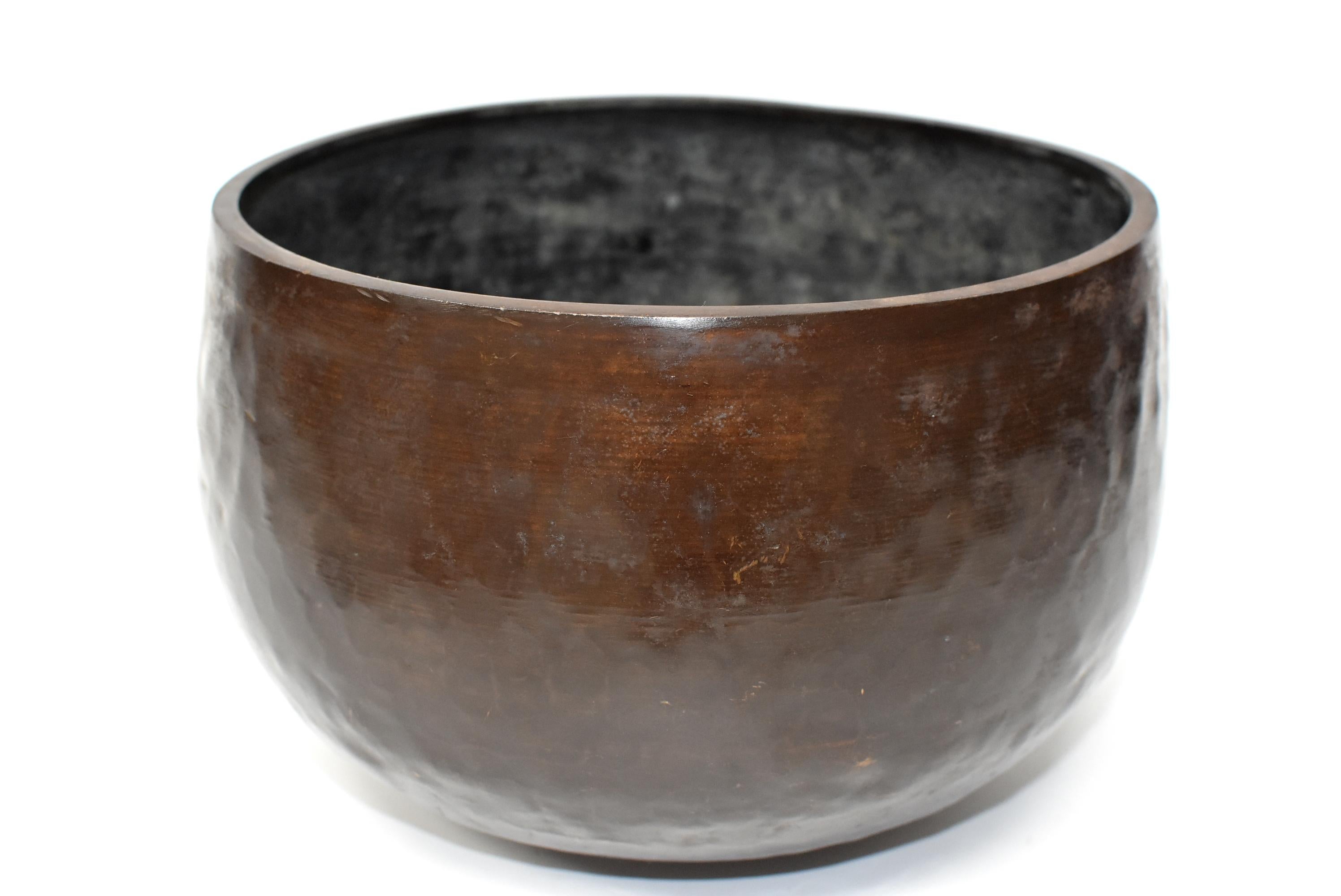 Bronze Antique Japanese Singing Bowl, Hand-Hammered Copper 4