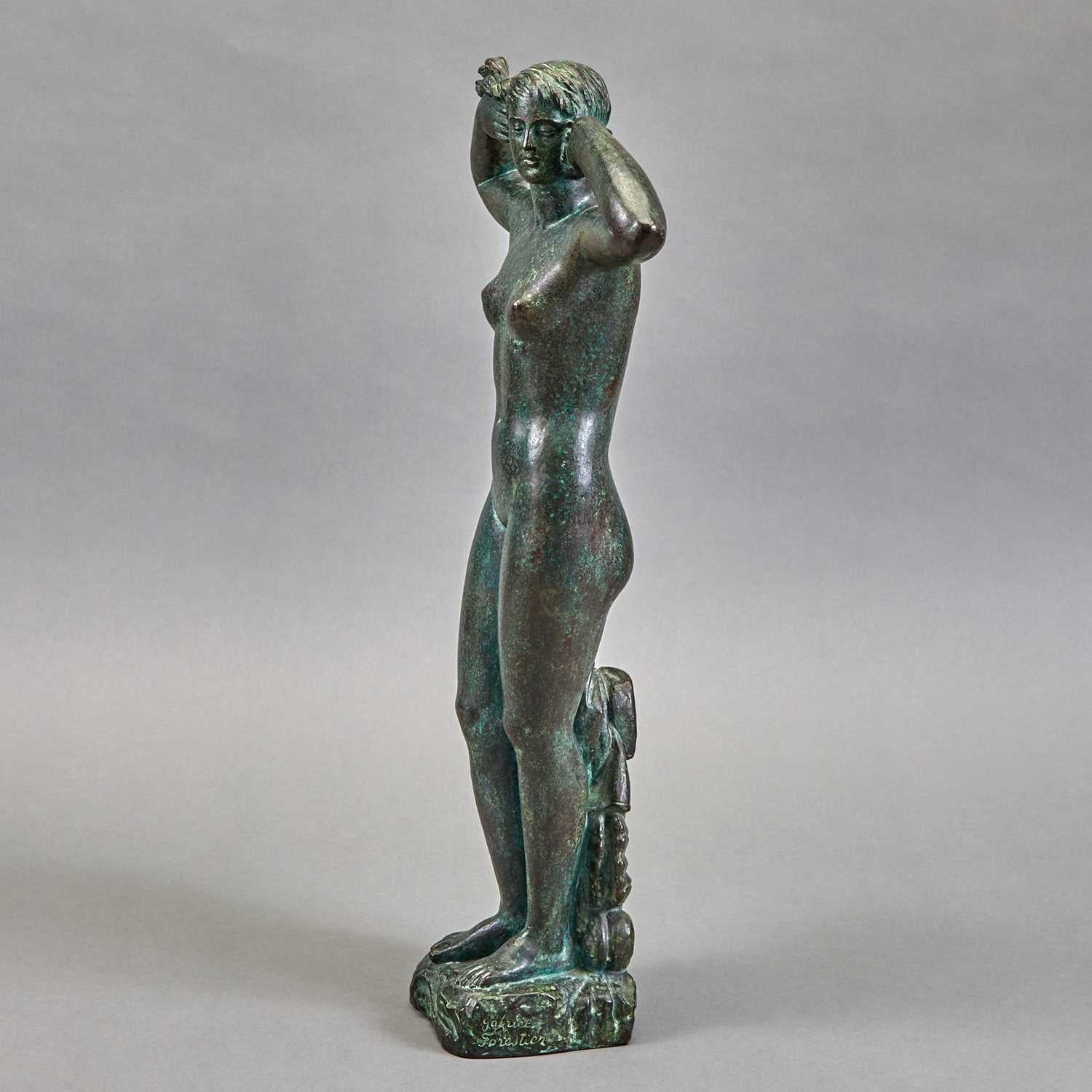 Bronze sculpture in verdigris patina by Gabriel Forestier (1889-1969), representing 
