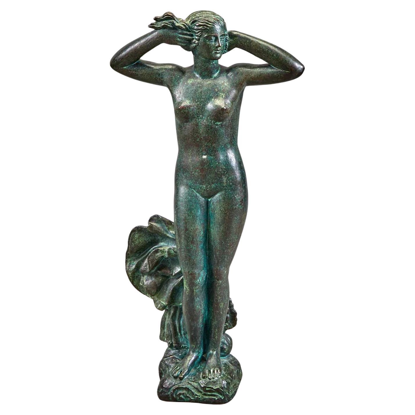 Bronze  ''Aphrodite''  Sculpture in Verdigris Patina by Gabriel Forestier 
