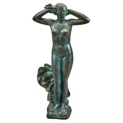 Bronze  ''Aphrodite''  Sculpture in Verdigris Patina by Gabriel Forestier