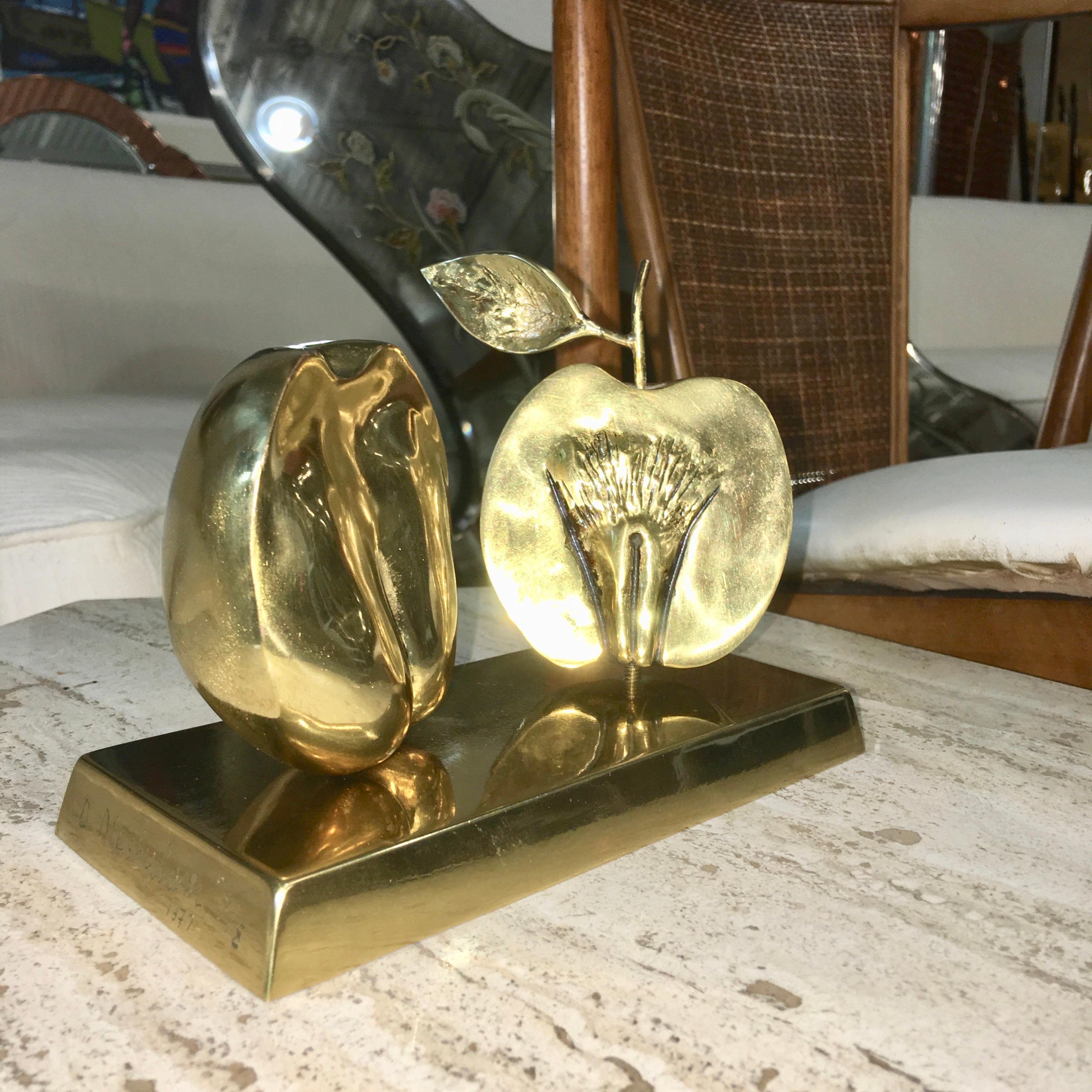 Bronze Apple Halves Sculpture 3