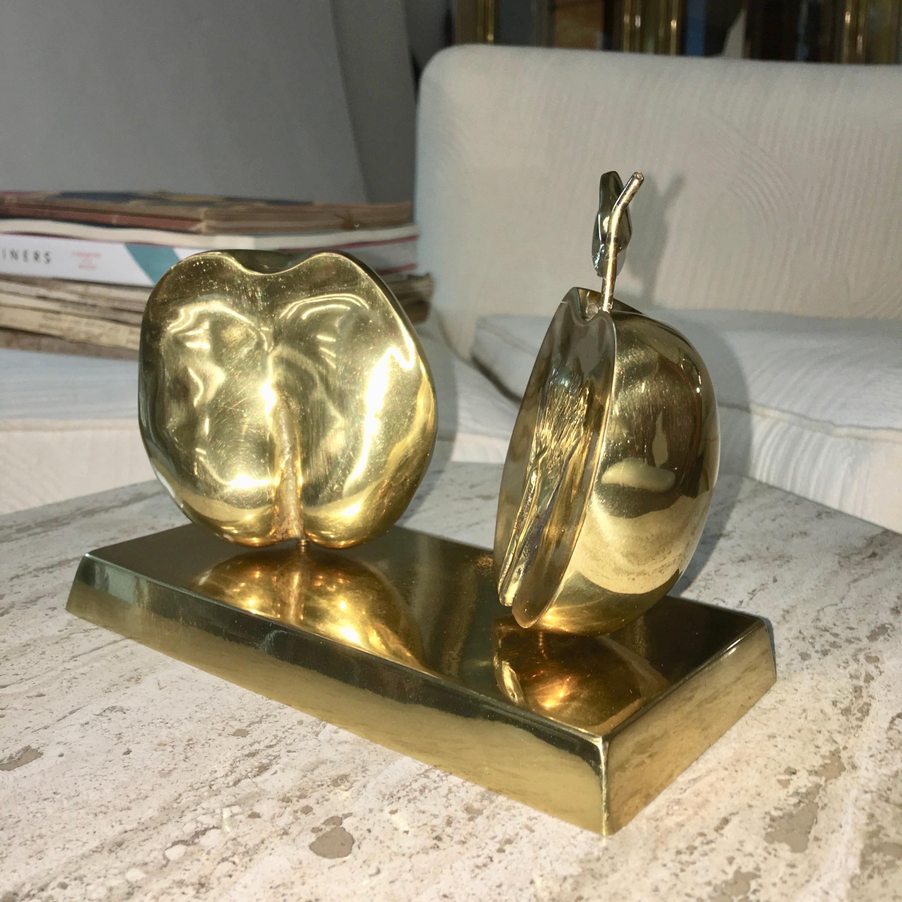 Bronze Apple Halves Sculpture 4