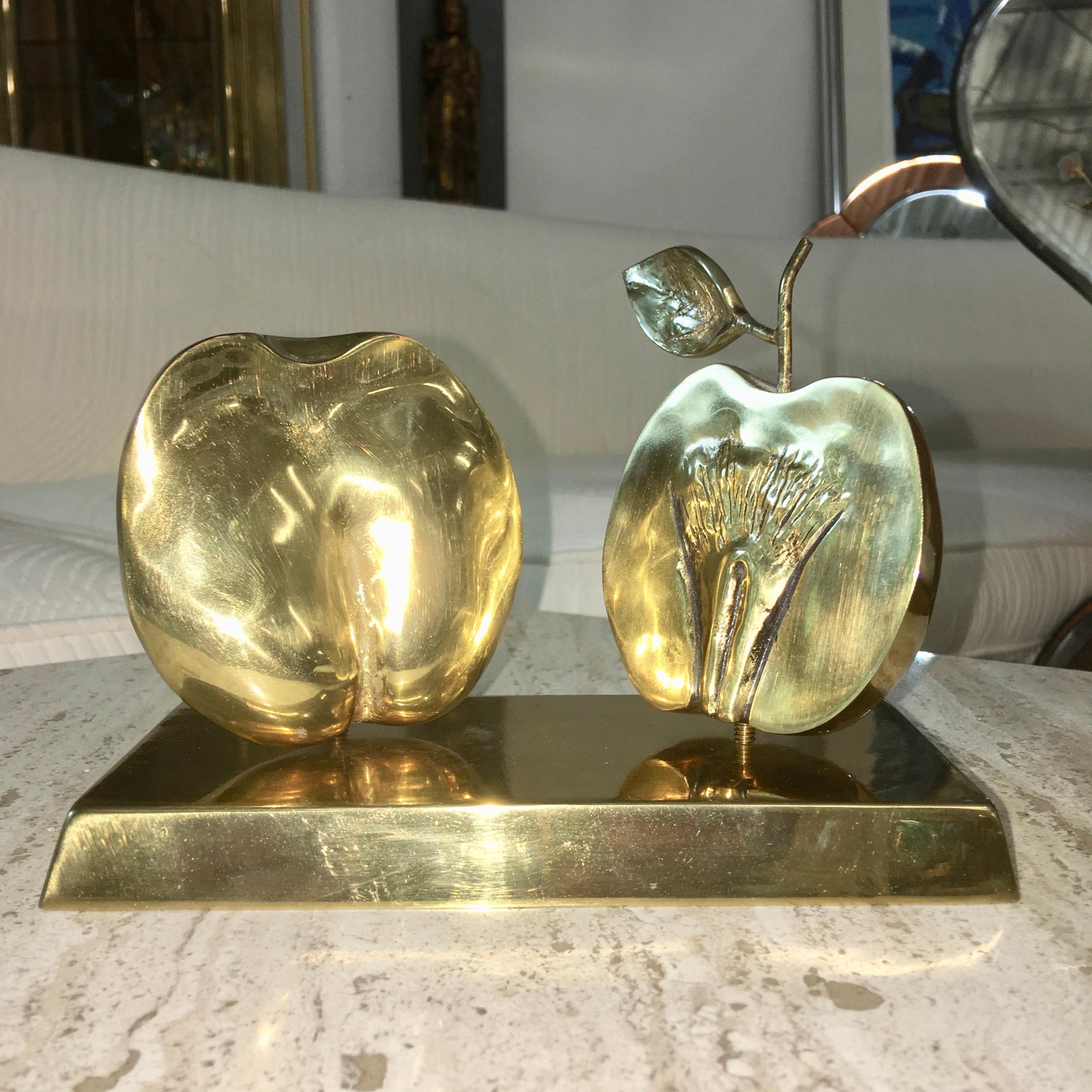 Bronze Apple Halves Sculpture In Good Condition In Hanover, MA