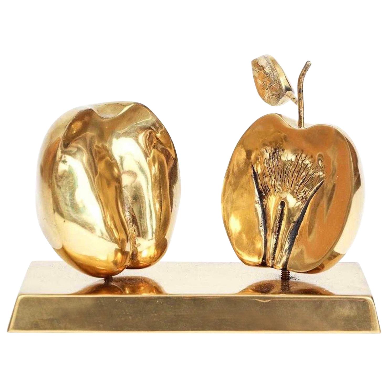 Bronze Apple Halves Sculpture