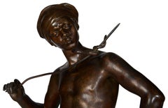Bronze Arab boy snake charmer, 19th Century