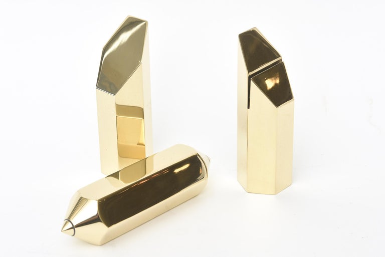 Bronze Architectural Sculpture Desk Accessories, Set of 3 For Sale at