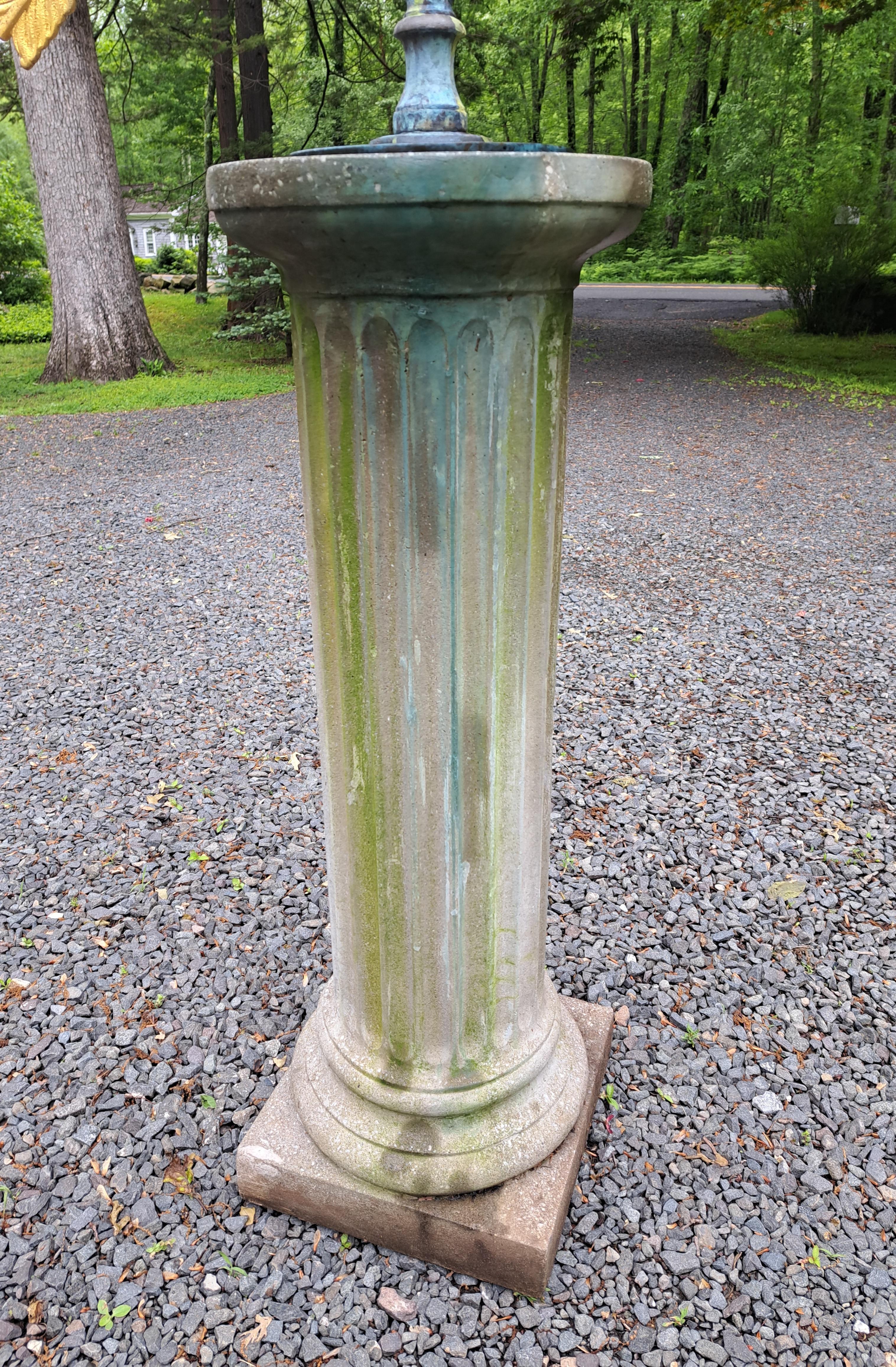 20th Century Bronze Armillary Sundial on Cast Stone Base For Sale