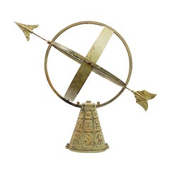 Bronze Armillary with Verdigris Patina Depicting Signs of the Zodiac