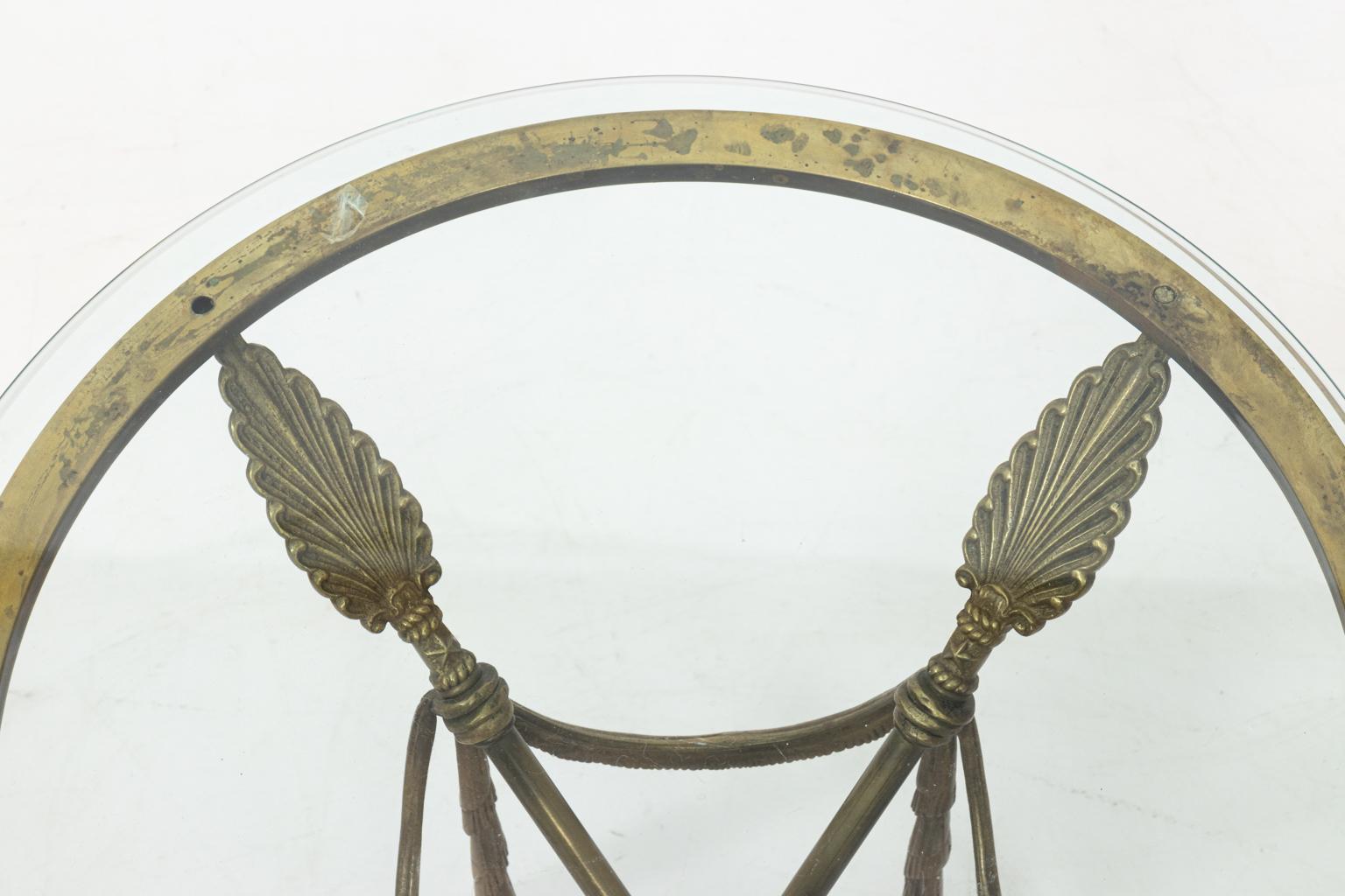20th Century Bronze Arrow Table with Glass Top