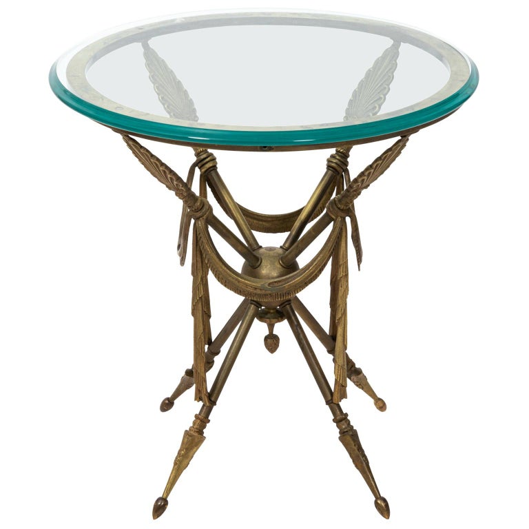 Bronze Arrow Table with Glass Top For Sale at 1stDibs