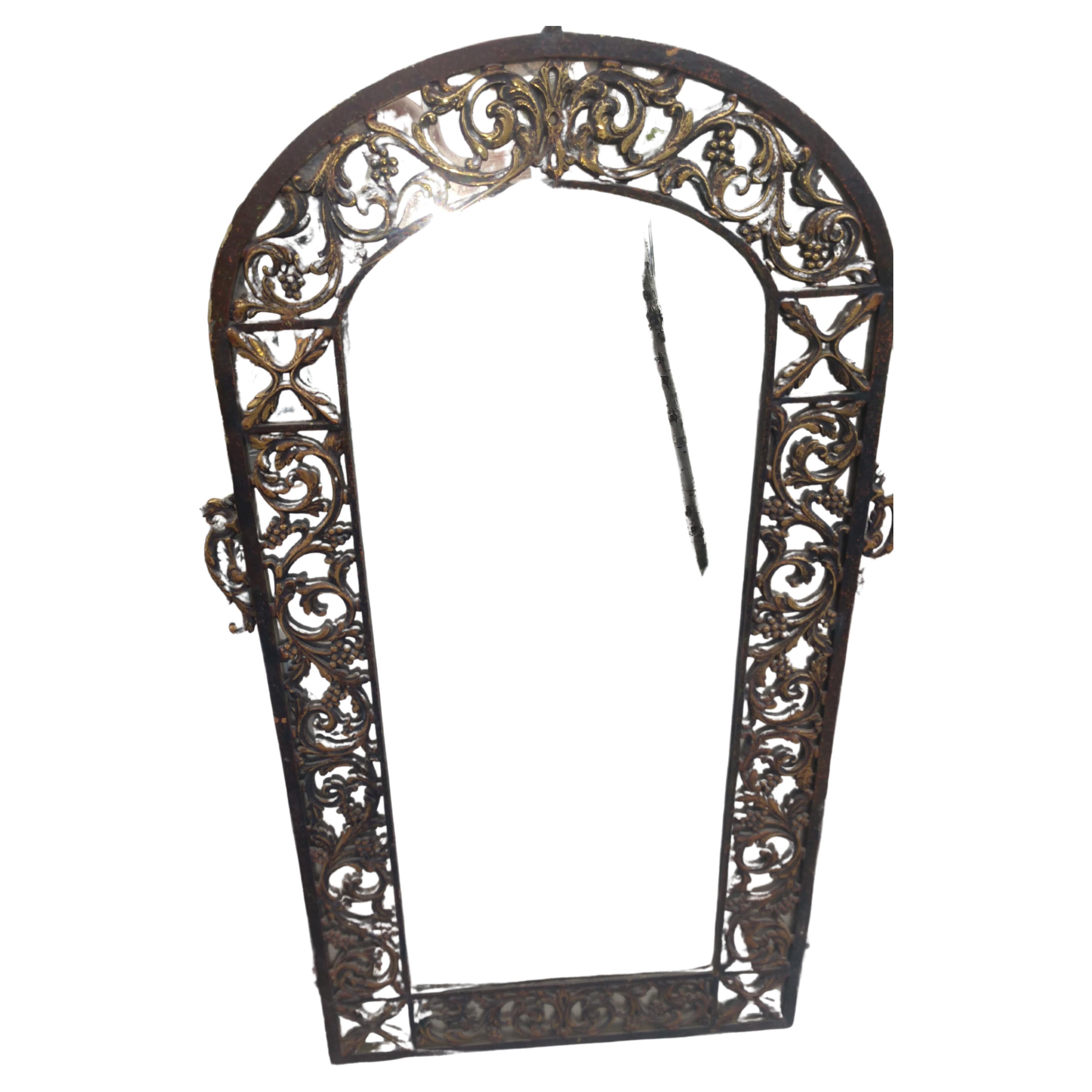 Bronze Art Deco Architectural Mirror Style of Oscar Bach