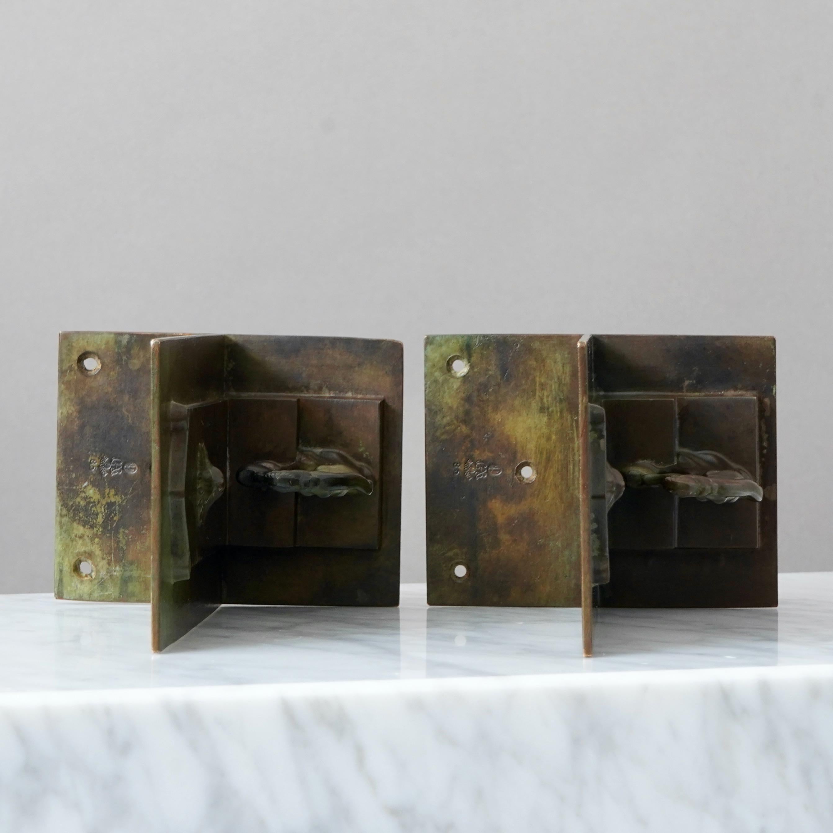 Bronze-Art déco-Buchstützen aus Bronze von GAB Guldsmedsaktiebolaget, Schweden, 1930er Jahre im Angebot 5