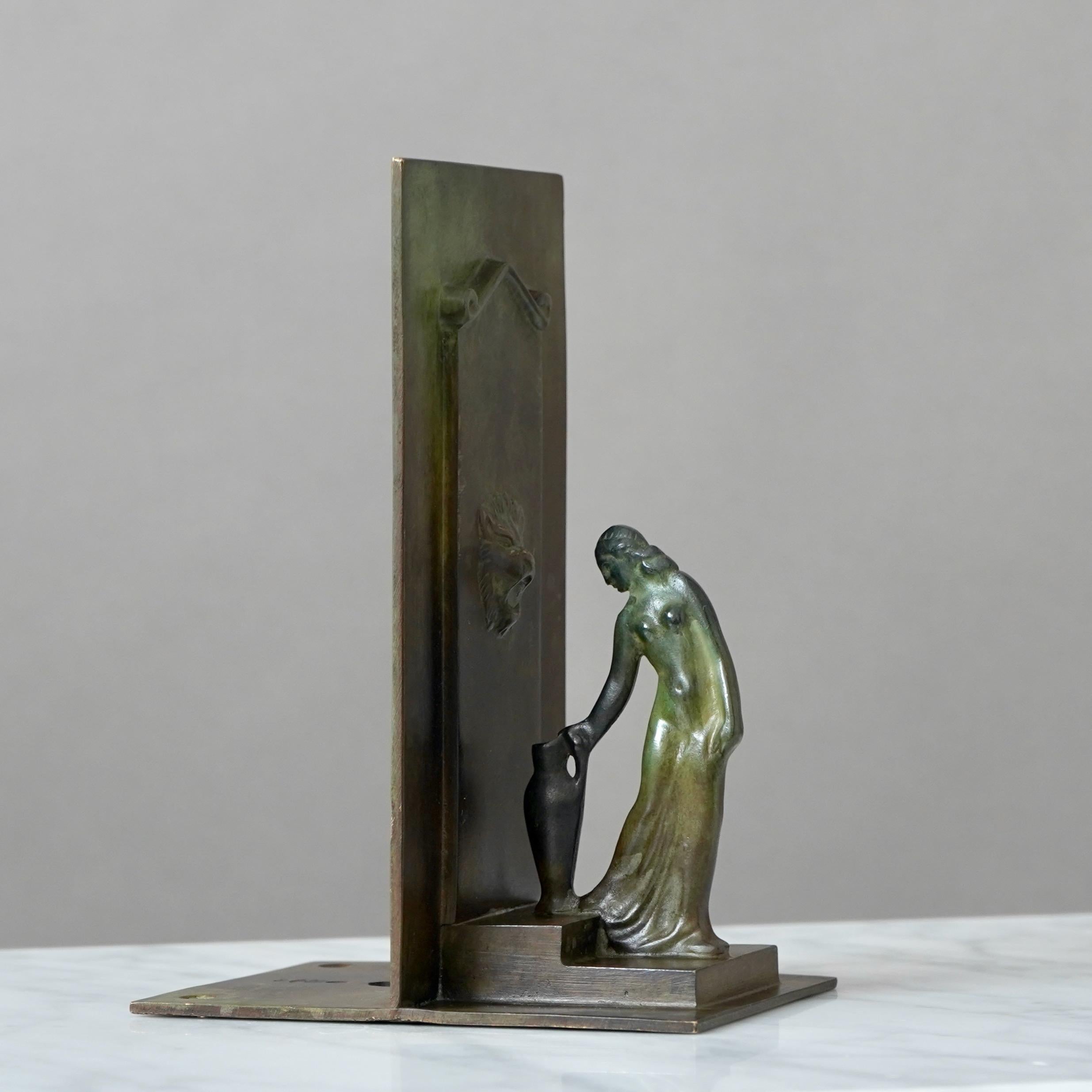 Bronze-Art déco-Buchstützen aus Bronze von GAB Guldsmedsaktiebolaget, Schweden, 1930er Jahre (Schwedisch) im Angebot