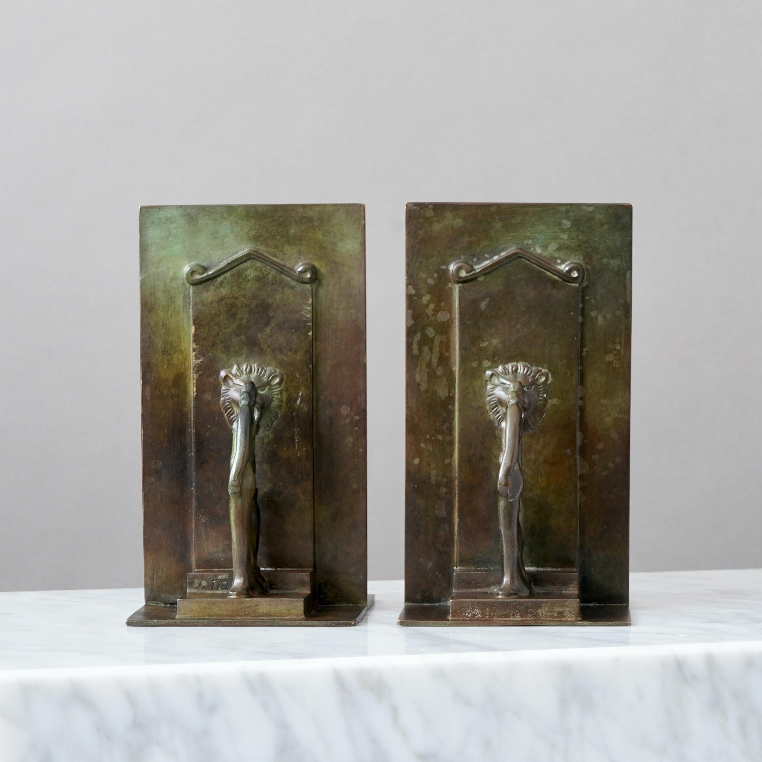 Bronze-Art déco-Buchstützen aus Bronze von GAB Guldsmedsaktiebolaget, Schweden, 1930er Jahre (Gegossen) im Angebot