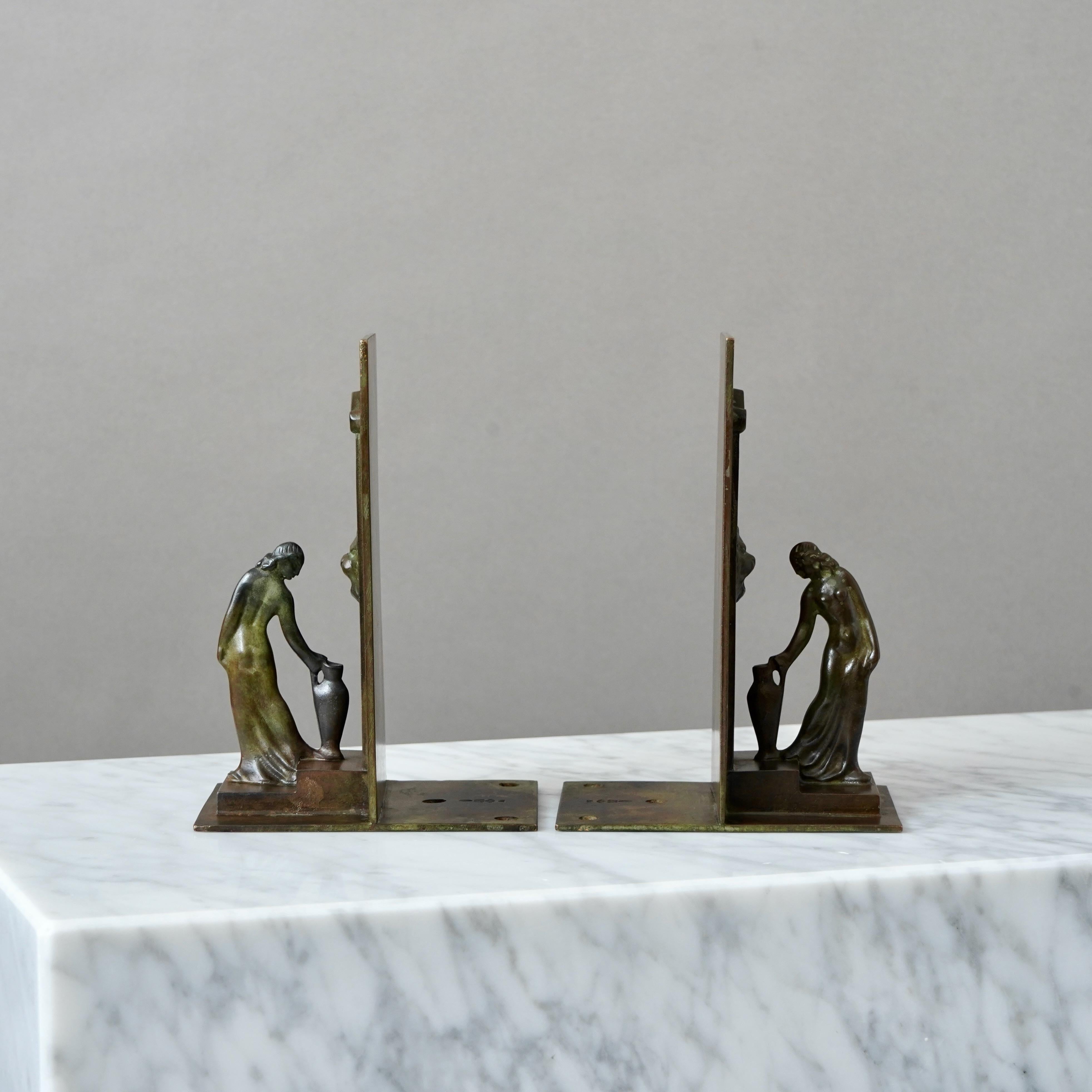 Bronze-Art déco-Buchstützen aus Bronze von GAB Guldsmedsaktiebolaget, Schweden, 1930er Jahre im Angebot 2