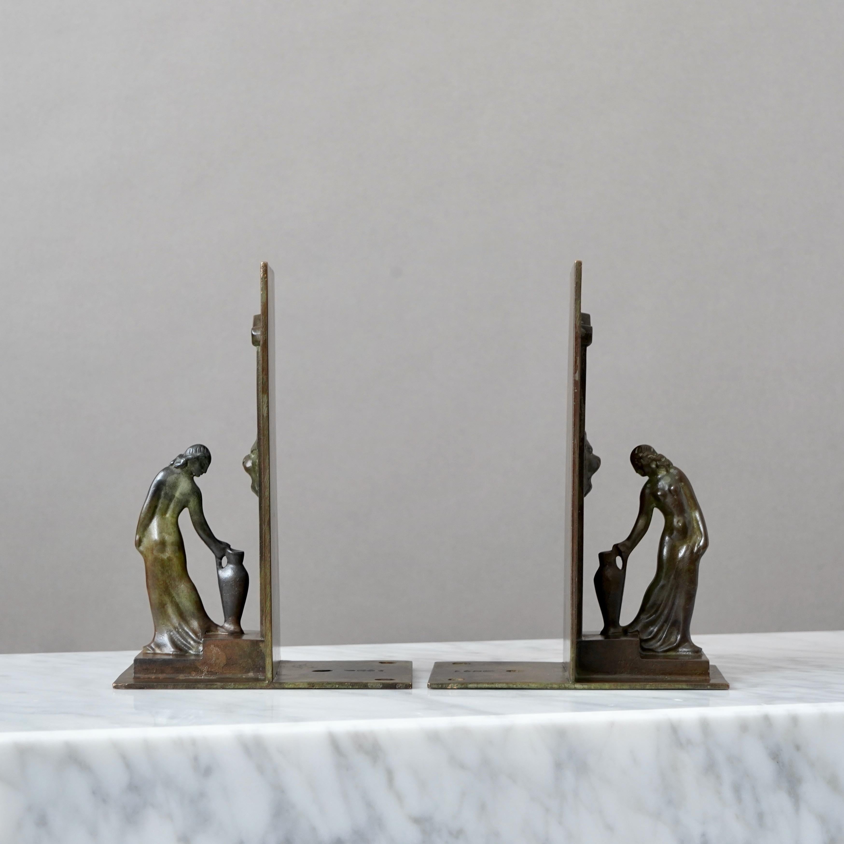 Bronze-Art déco-Buchstützen aus Bronze von GAB Guldsmedsaktiebolaget, Schweden, 1930er Jahre im Angebot 3