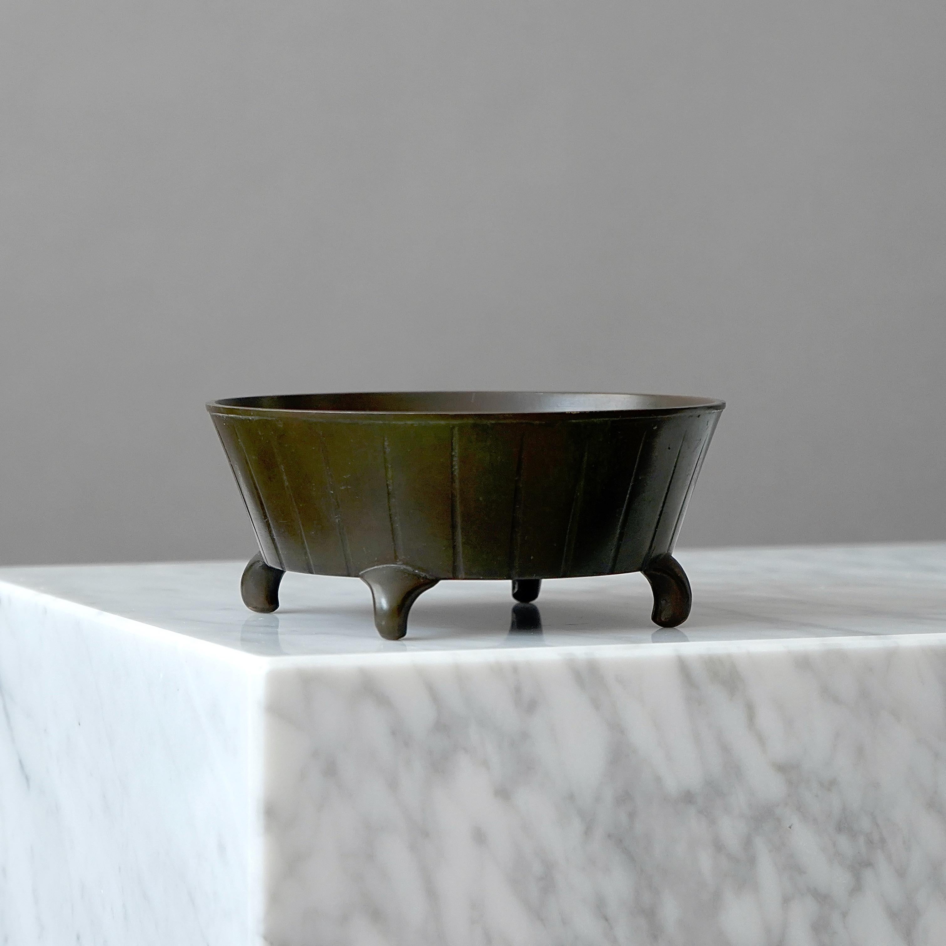 Cast Bronze Art Deco Bowl by GAB Guldsmedsaktiebolaget, Sweden, 1930s For Sale