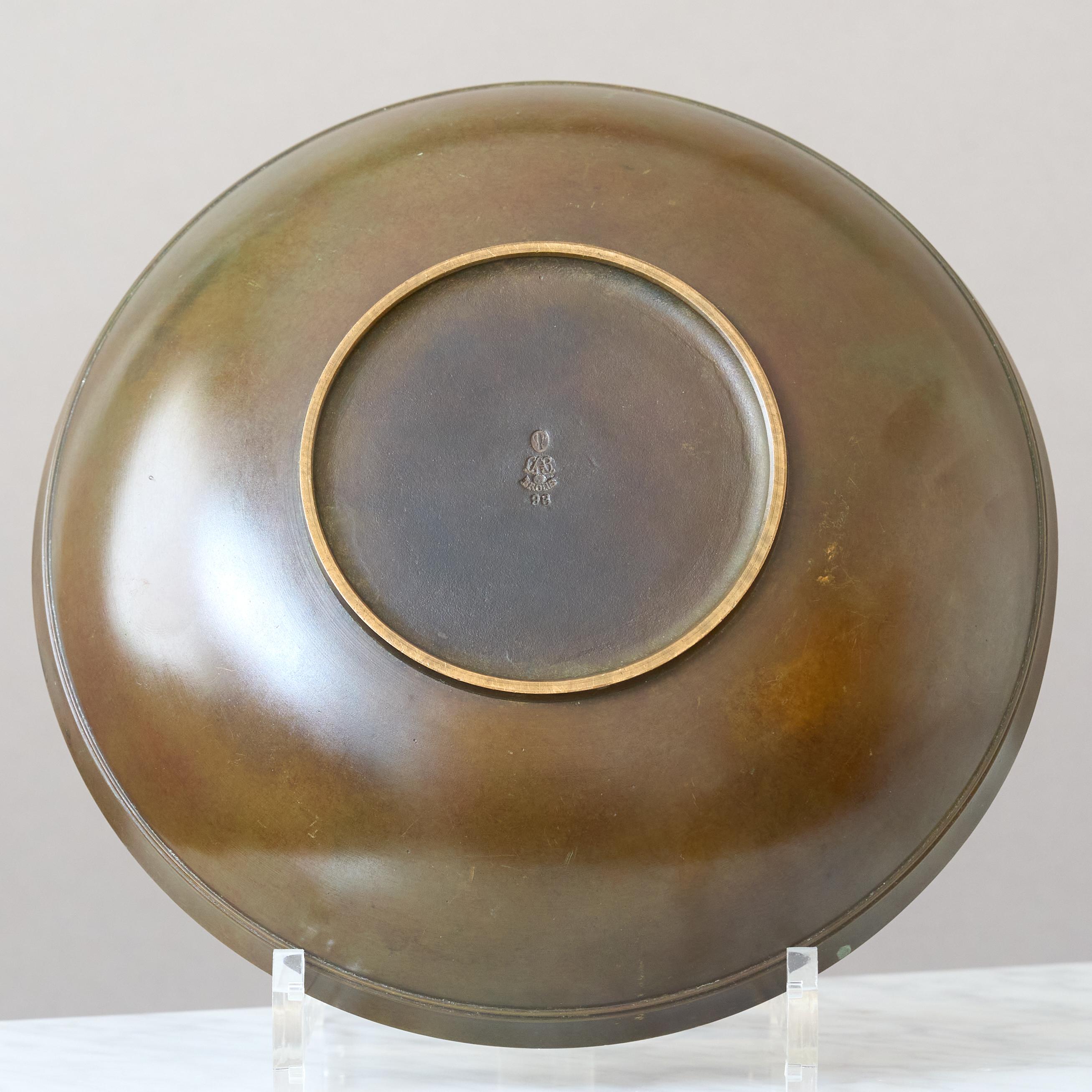 Bronze Art Deco Bowl by GAB Guldsmedsaktiebolaget, Sweden, 1930s. For Sale 1