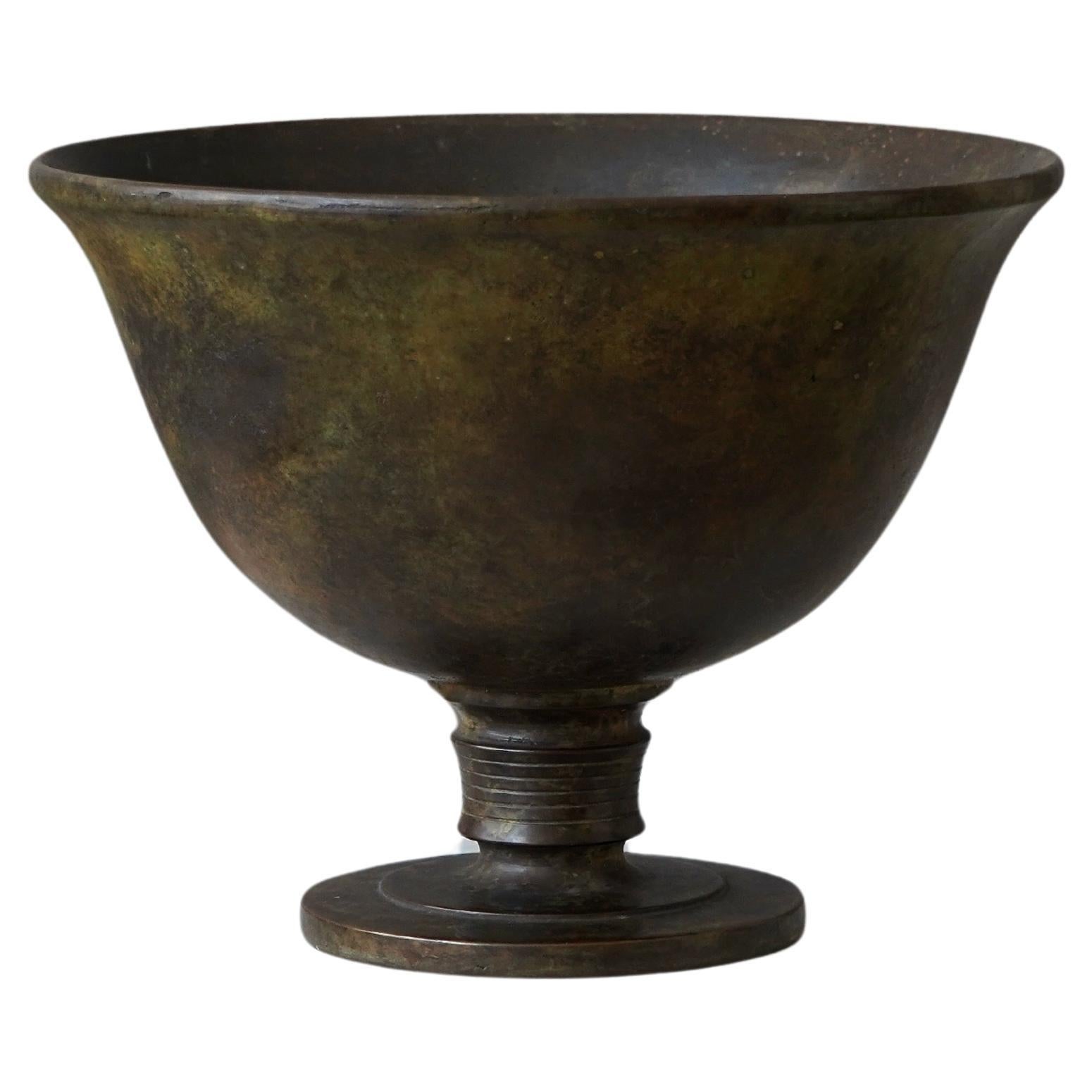 Bronze Art Deco Bowl by GAB Guldsmedsaktiebolaget, Sweden, 1930s For Sale