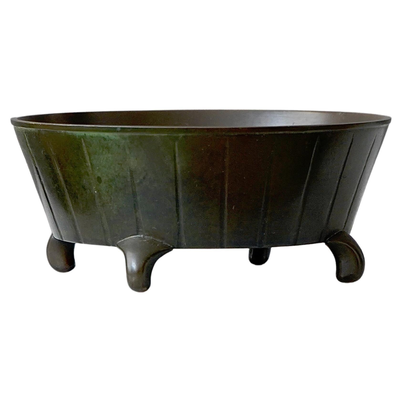 Bronze Art Deco Bowl by GAB Guldsmedsaktiebolaget, Sweden, 1930s For Sale