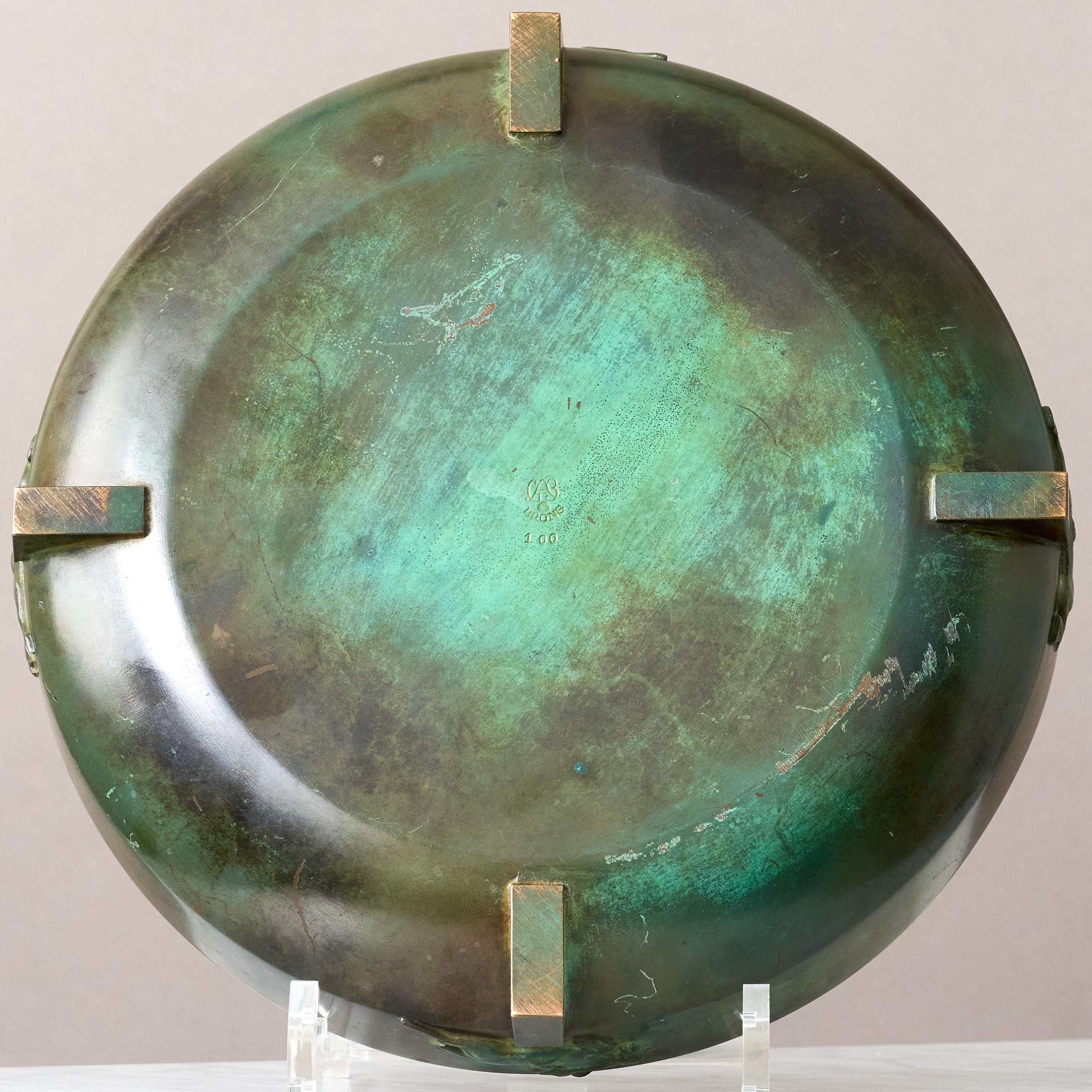 Cuenco Art Decó de bronce c. Caballos de GAB Guldsmedsaktiebolaget, Suecia, años 30 en venta 1