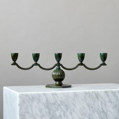 Candelabro Art Déco de bronce de GAB Guldsmedsaktiebolaget, Suecia, años 30