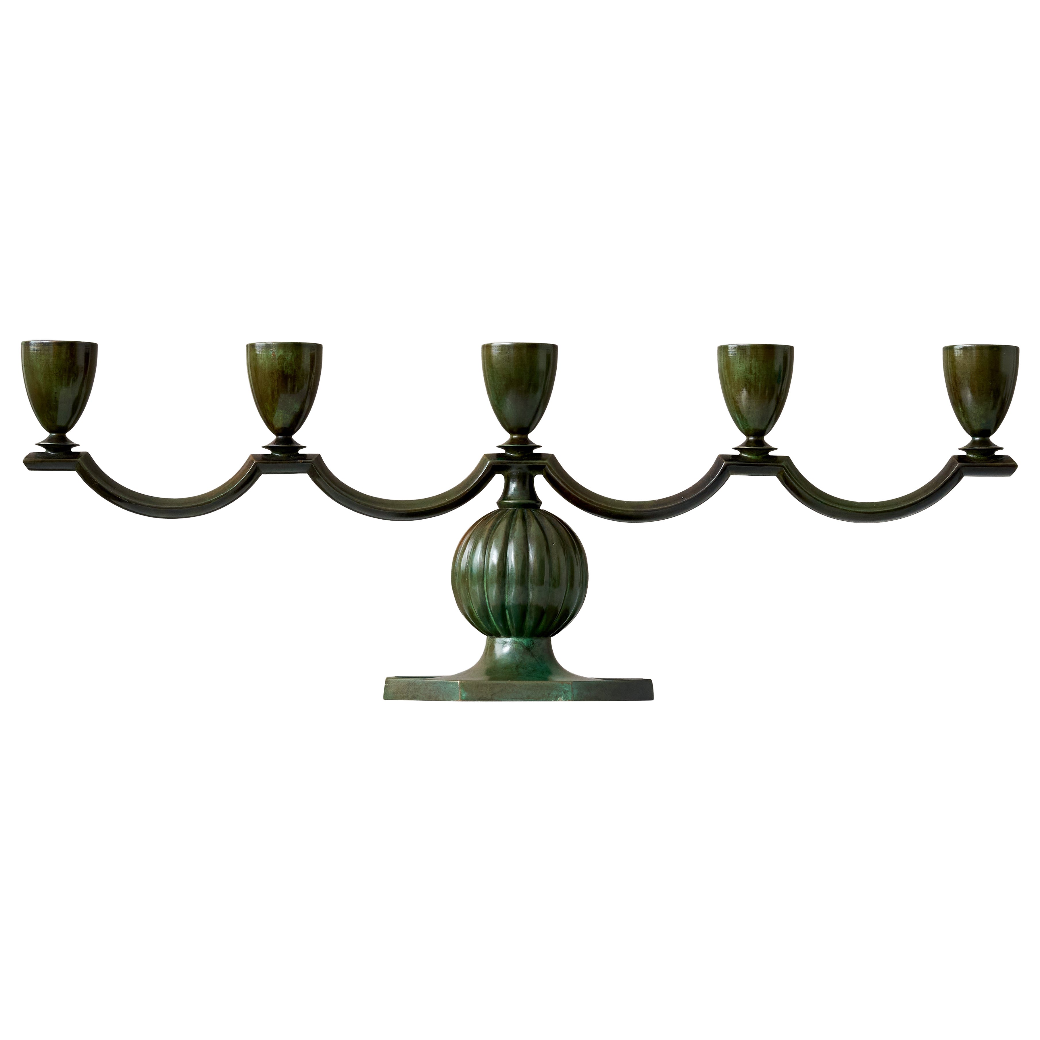 Bronze Art Deco Candelabra by GAB Guldsmedsaktiebolaget, Sweden, 1930s
